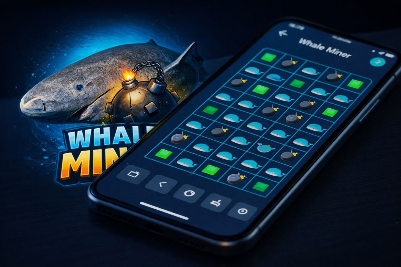 Whale Miner game interface on phone